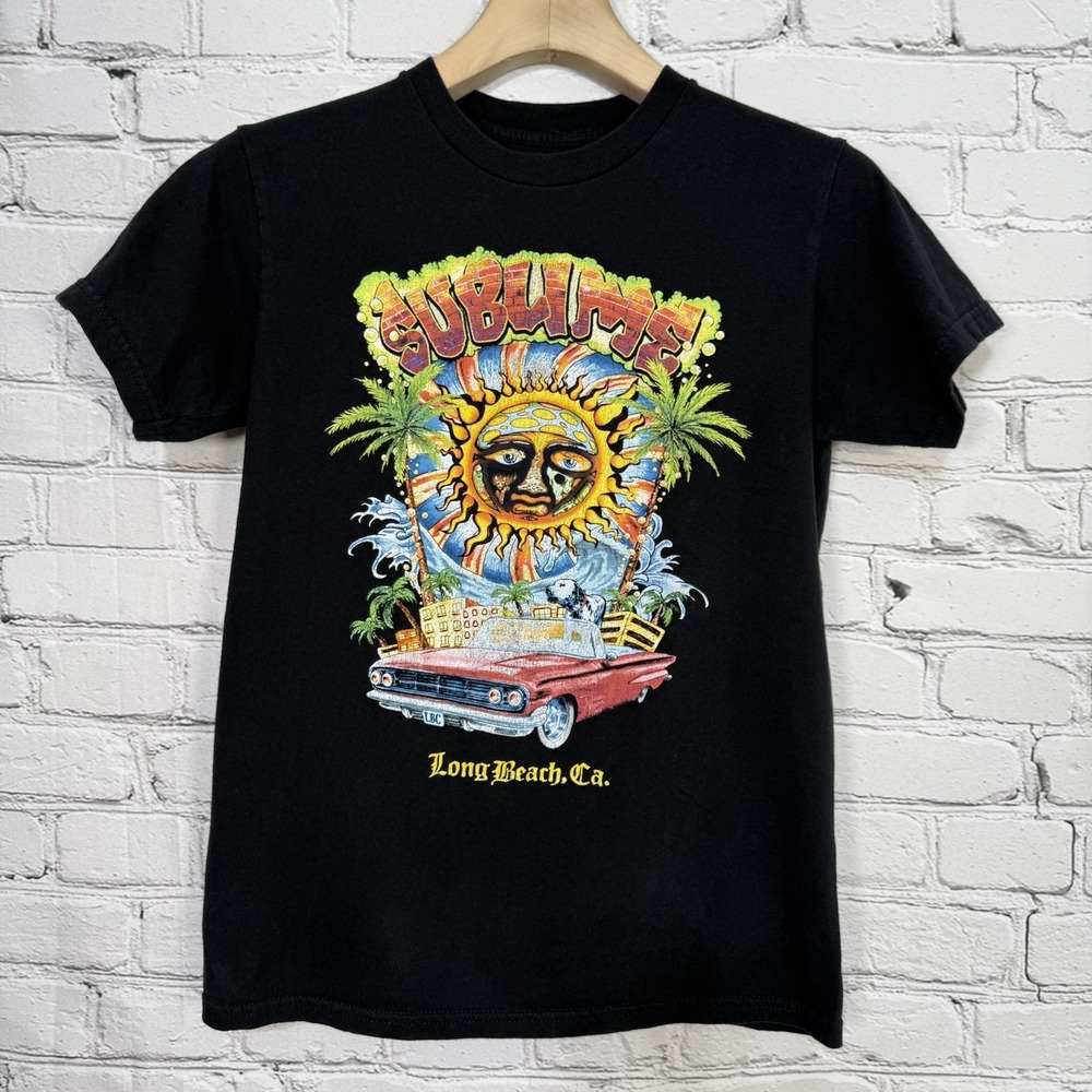 Sublime Long Beach‎ Ca Graphic T-shirt Size S Black Car LBC Music Retro S/S